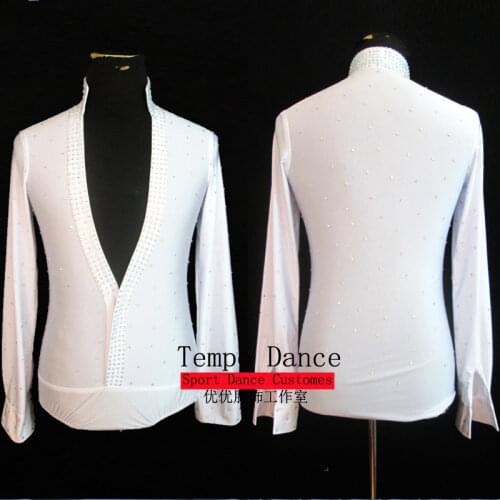 New Arrival Latin Dance Tops of 2019 Male Multi Color Cotton Shirt Men Ballroom Competitive Wedding Party Pleased Shirts Wear