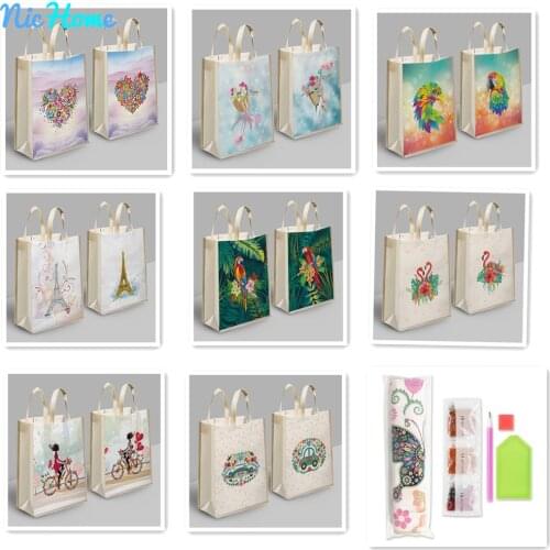 NicHome 2PCS DIY Shaped Diamond Painting Eco-friendly Bag Home Organizer Popular Simple Female Daily Shopping Bag