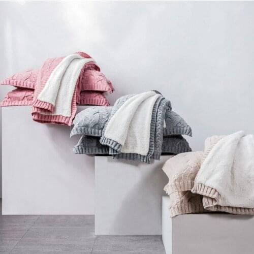Nordic Spring Fashion Blanket Casual Office Rest Blankets 100% Acrylic Velvet Knitted Throw 3pcs/set Twisted Throw Blanket Set