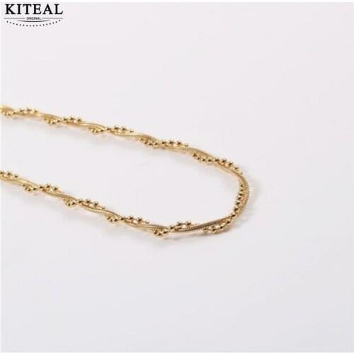 KITEAL 2021 new Birthday Gift Gold Vermeil women necklace chains Double Necklace choker prices in euros