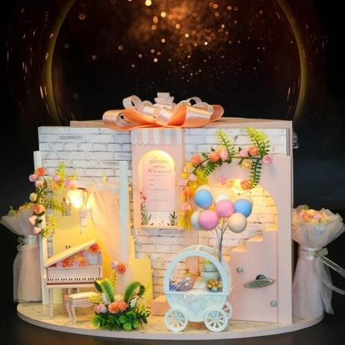 New DIY Doll House Creative Valentines Day Engagement Scene Doll House Mini Wooden Accessories House Adult Birthday Toys Gift