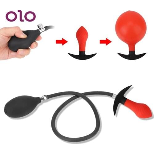 OLO Inflated Anal Plug Silicone Dildo Pump Prostate Massage Anal Dilator G-spot Clit Stimulate Women Vaginal Sex Toys Butt Plug