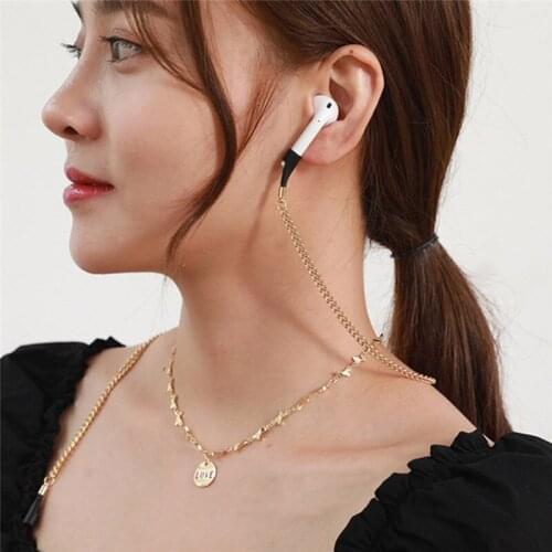 Wholesale Airpods Anti Lost Anti Dropping Love Round Pendant Necklace For Airpods Gold Color Chain Jewelry Accessories Gift New