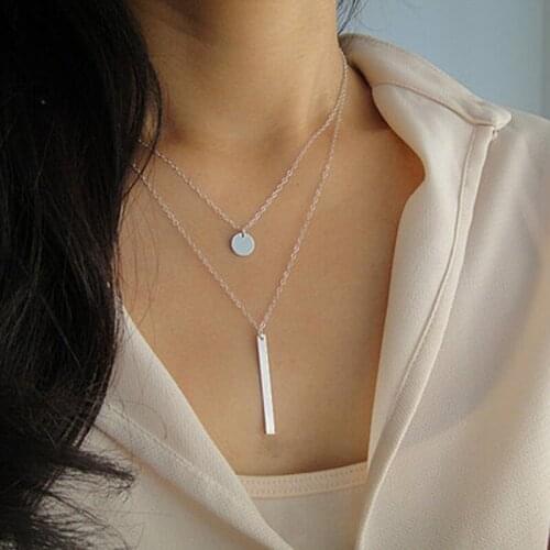 European and American fashion contracted multilayer necklace sequins metal tassel womens brief paragraph necklace