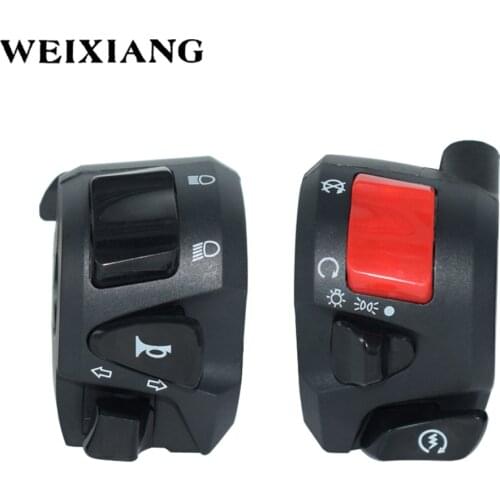 7/8' 22mm Handlebar Motorcycle Switches Left Right 12V Motorbike Handlebar Switch for Headlight Horn Turn Signal Start Kill