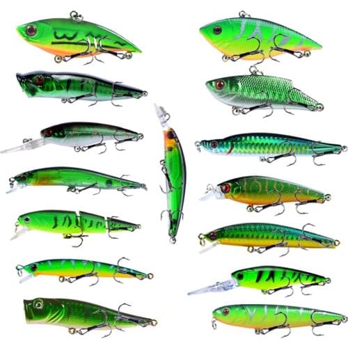 New 14pcs/Set Fishing Lures Mixed 14 Different Style Hard Bait Carp Fishing Artificial Plastic Wobbler Fishing Tackle