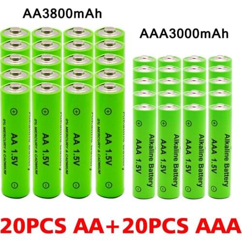 AA + AAA Rechargeable AA 1.5V 3800mAh / 1.5V AAA 3000mah Alkaline Battery Flashlight Toys Watch MP3 Player Replace Ni-Mh Battery
