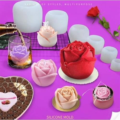 Silicone Candle Molds Rose Flower Resin Clay Soap Mold Gumpaste Chocolate Fondant Cake Decorating Tools Kitchen Baking