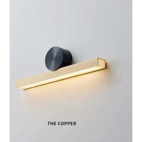 Nordic Modern Led Copper Minimalist Wall Lamp Decor For Bedroom Living Room Surface Mounted Background Lamp Decorative Mirrors