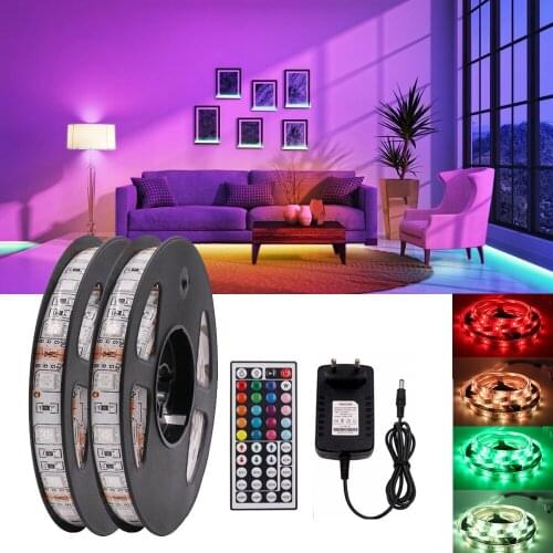 RGB RGBW RGBWW LED Strip Set DC 12V with EU Power Supply IP21 IP65 Waterproof 5050 LED Light Strip 5m 10m