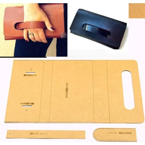 DIY leather craft handbag clutch heavy weight 500gsm kraft paper pattern template stencil 22x12x2.5cm