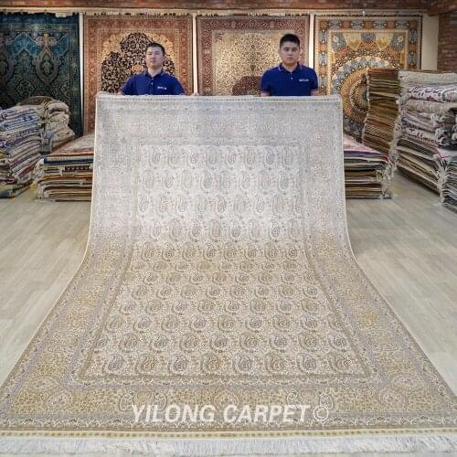 Yilong 6.5'x10' Turkish orienal hand knotted silk rugs handmade silk carpet from turkey (SL924A6.5x10)