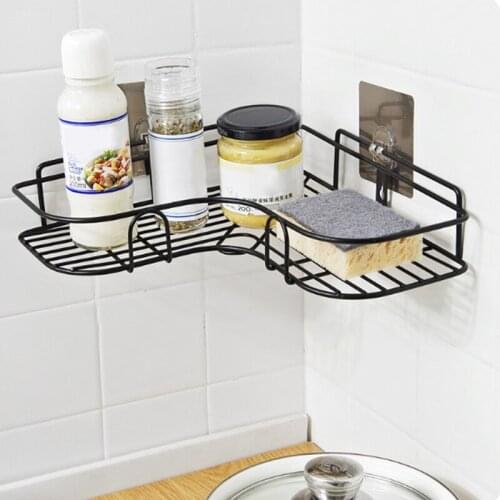 Bathroom Corner Storage Rack Triangular Wall Corner Organizer Rack For Bathroom Kitchen Shower Organizer Punch Free Holder Shelf