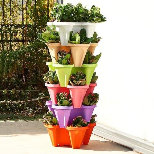 Vertical Flower Pots Bracket Stacking Flower Pots Strawberry Planting Pots Top-Down Self-Watering Layer