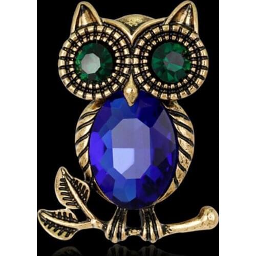Vintage Womens Retro Rhinestone Crystal Cartoon Animals Owl Brooch Pin Wedding Party Bridal Collar Up Brooches Costume Jewelry