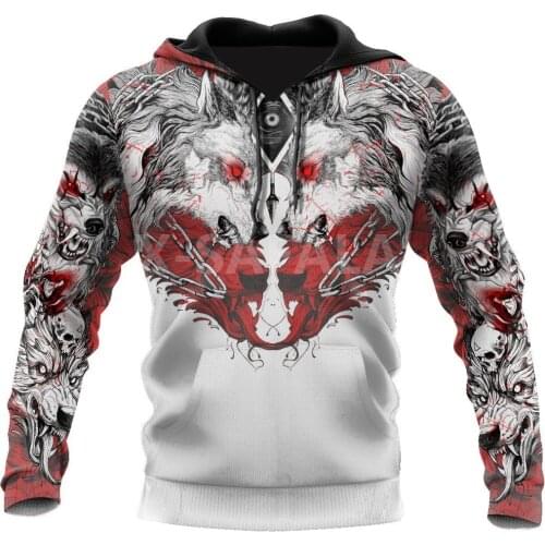 Animal Viking Wolf Fenrir 3D Print Size XS-7XL Hoodie Man Women Harajuku Outwear Zipper Pullover Sweatshirt Casual Unisex-9