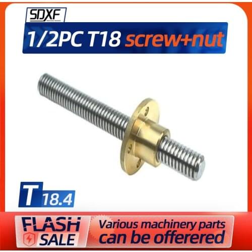 1/2PC 304 stainless steel trapezoidal threaded screw T18*4 large screw copper nut T16 T20 T25 T30 diameter 18