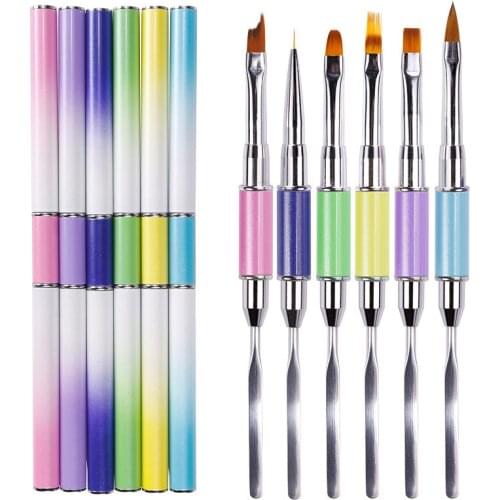 1Pc Nail Drawing Brush Pen Acrylic Double Head UV Gel Polish Nail Quick Extension DIY Design Pink White Art Tools New Arrival