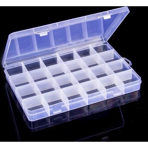 1Pc Plastic 24 Compartment Storage Box Jewelry Earring Case Container