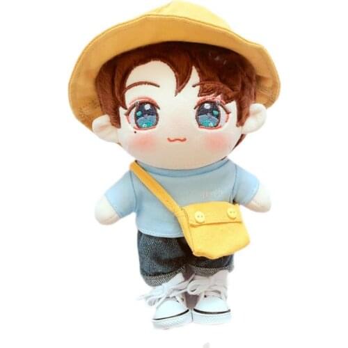 20cm PP cotton Replaceable clothes Doll Fisherman hat blue T-shirt shirt pants Sean Xiao Clothes Childrens Christmas toys gifts