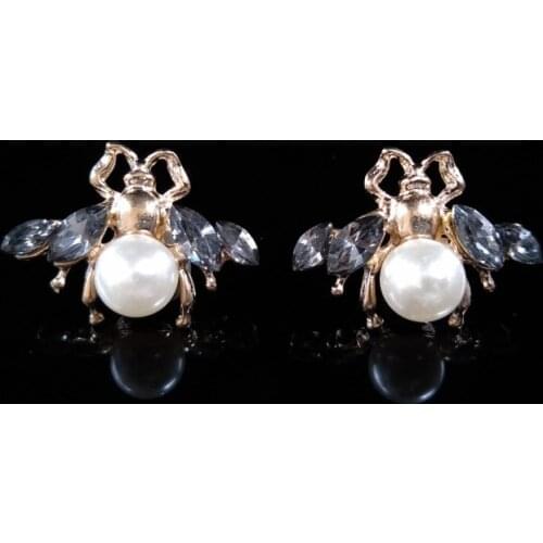 2019New 100Pcs Animals Bees Rhinestone Pearl Button for DIY Hair and Bags or Shoes Flower Accessoriess HZ482
