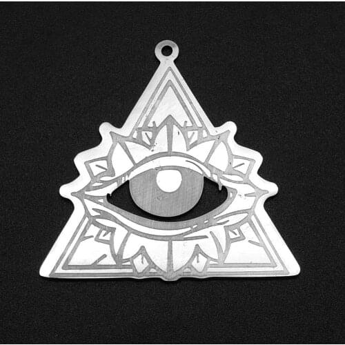 5pcs/lot 100% Stainless Steel Triangle Evil Eye DIY Earring Charm Pendant Wholesale Top Quality Jewelry Necklace Making