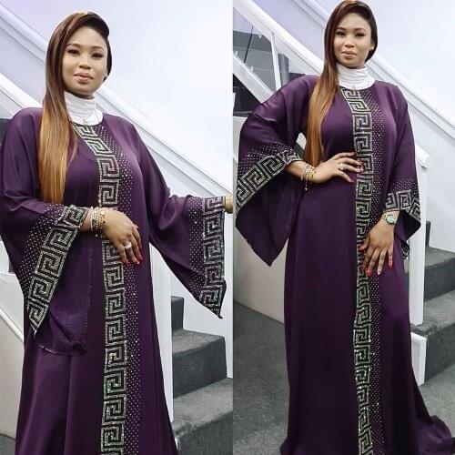 Grid African Dresses for Women Long Sleeve Maxi Dress Muslim Islamic Clothing Africa Robe Africaine Femme African Dress Dashiki