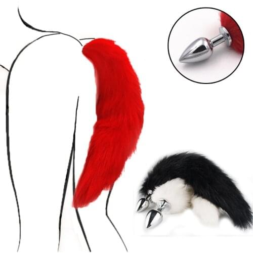 Fox Tail Anal Plug Prostate Massager Stainless Steel Butt Plug Tail Insert Stopper BDSM Sexual Animal Tail Plug for Women Men