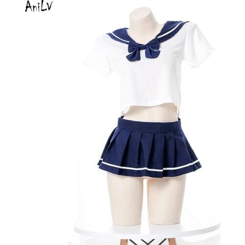 AniLV Japanese Anime School Sailor Uniform Temptation Costume Cute Girl Student Summer Uniform Lingerie Party Cosplay