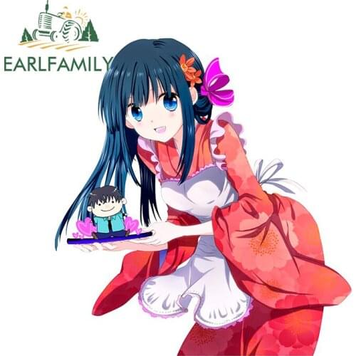 EARLFAMILY 13cm x 11.9cm for Kimono Maid Anime Car Stickers Personality Custom Printing Window Vehicle Decal Vinyl Material