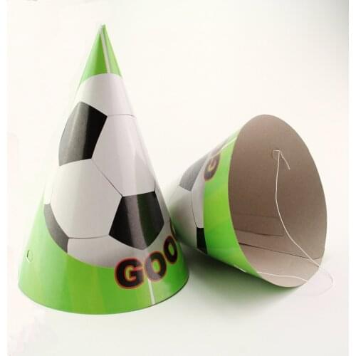 Soccer Football fans 6pcs/lot Happy Birthday Party Decoration Hat Cap Kids Favor World cup Boys Party Supplies
