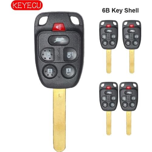 Keyecu 5pcs/lot 6 Button Replacement Remote Car Key Shell Case Fob for Honday Odyssey 2011-2013