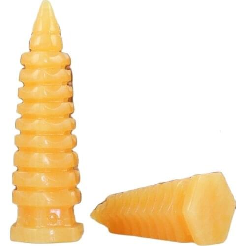 Chinese handmade sculpture Jade shows yellow Wenchang tower