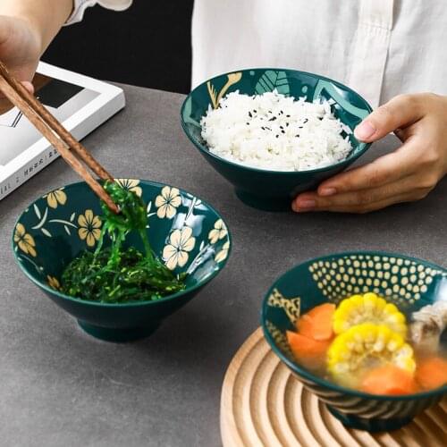 Creative 5.5-inch Hat Bowl Dark Green Japanese Rice Bowl Small Bucket Bowl Nordic Creative Congee Bowl Salad Bowl