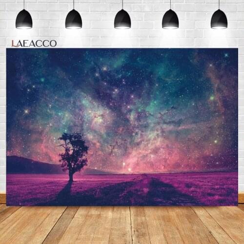 Laeacco Night Starry Sky Outdoor Natural Scenery Background Child Camping Birthday Portrait Customized Photography Backdrops