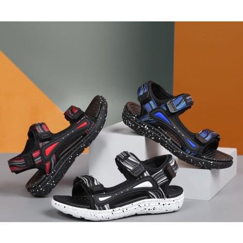 Summer Boys Leather Sandals for Baby Flat Children Beach Shoes Kids Sports Soft Non-slip Casual Sandals High Quality SD101