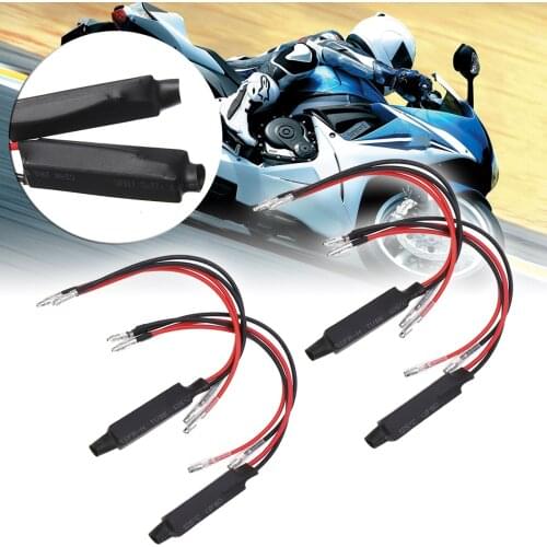 Mayitr 4PCS 12V Black Universal Motorcycle LED Turn Signal Indicator Resistor Adaptor Moto Blinker Adapter LED Load Resistor