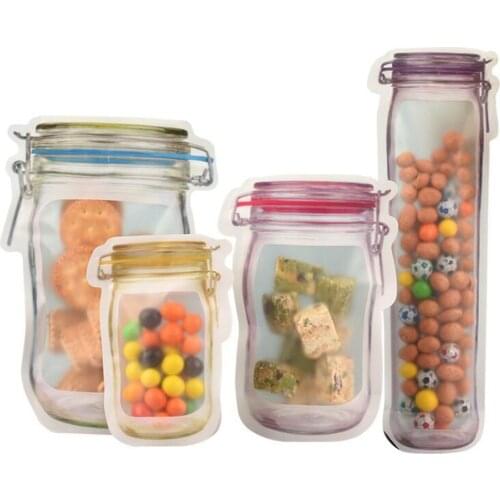 4Sizes Reusable Snack Bag Freezer Hermetic Food Storage Bag Food Fresh Seal Bottle Cans Kitchen Organizer Mason Jar for Travel
