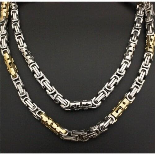 6mm 55cm Fashion Jewelry Necklace Link Chains Biker Necklace 316L Stainless Steel 2 Color Necklace