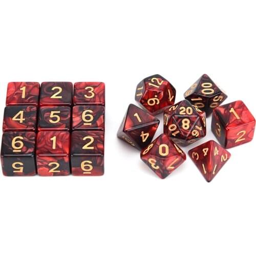 16 Pieces Dice Marble Polyhedral Dice Set for Tabletop Games DnD RPG D4 D6 D8 D10 D% D12 D20
