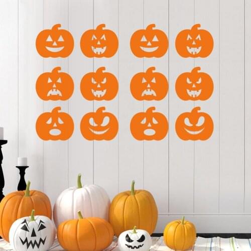 12Ppcs/set Halloween Sticker Little Spider Bat Pumpkin Shaped Sticker Halloween Decor Wall Door Glass Window Refrigerator Decal