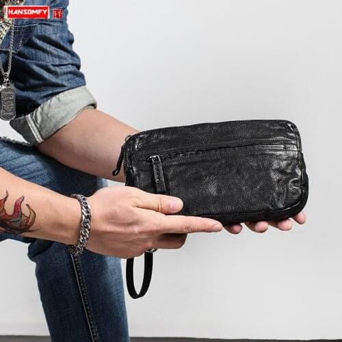 New Leather Clutch Bag Long Wallet Men Multi-card Holder Multifunction Handbags Japanese and Korean Mens Large-capacity Leather