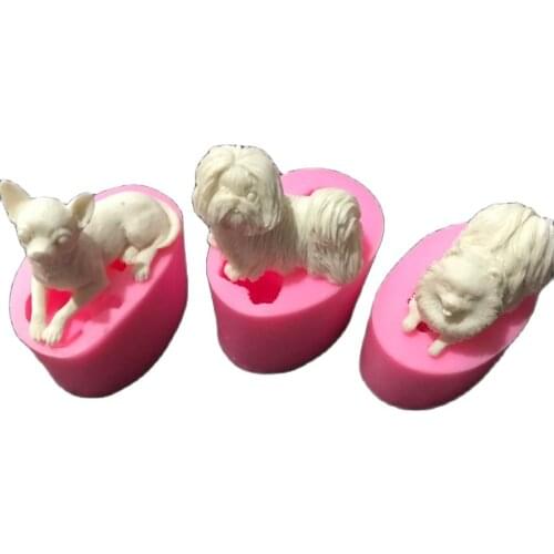 New Design Dog Shape Silicone Molds Chihuahua Pomeranian Dog 3D Fondant Cake Decorating Tools Chocolate Ceramic Clay Mould K508