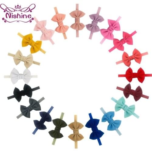4.5 Inches Solid Color Bows Baby Girls Headband Fashion Handmade Bowknot Elastic Hairband Princess Headwear Hair Accessories