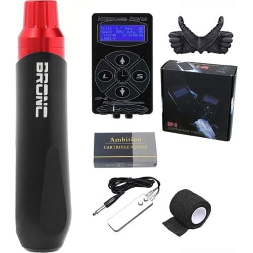 Original Bronc-V6 Rotary Tattoo Machine Pen Swiss Motor With HP-2 Power Foot Pedal Cartridge Needle Kit Free Shipping