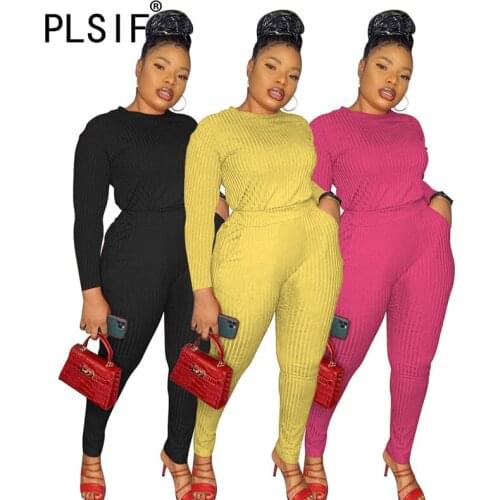 Autumn Women Long-sleeved Round Neck Jacket Feet Pocket Trousers Street Fashion And Casual Tight Trousers Set