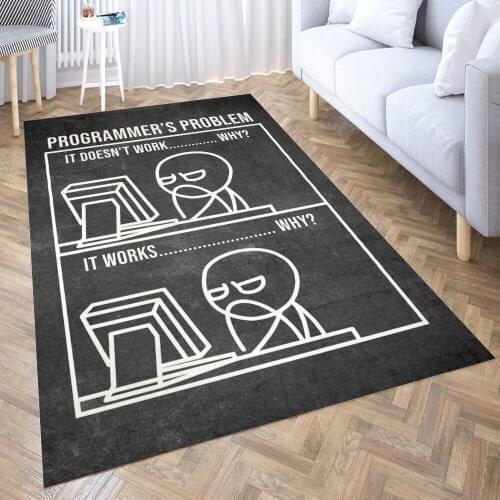 Programmer Funny Meme Carpet for Living Room 3D Anime Cartoon Rug Gamer Teen Room Bedside Lounge Rug Kids Children Floor Mats