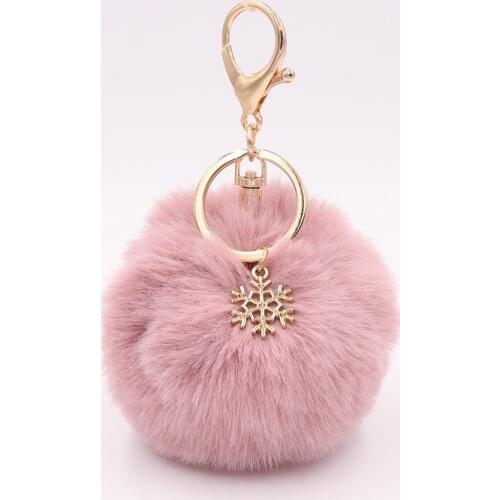 Fluffy Rabbit Fur Ball Key Chain Cute Candy colors Pompom Artificial Rabbit Fur Keychain Women Car Bag Key Ring