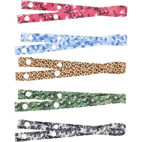10Pcs Face Mask Lanyard with Snap Button Leopard Camouflage Ribbon Holder Strap