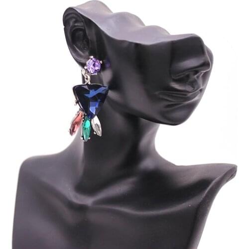 D&D Stone Crystal Flower Drop Earrings for Women Fashion Multicolor Rhinestone Earrings Modern Jewelry Gift